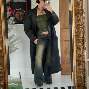 80s vintage leather trench